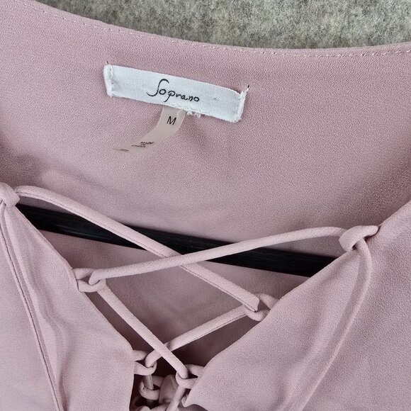 Bell Sleeve Lace-Up Tunic Dress By Soprano Medium Pink - Picture 3 of 7